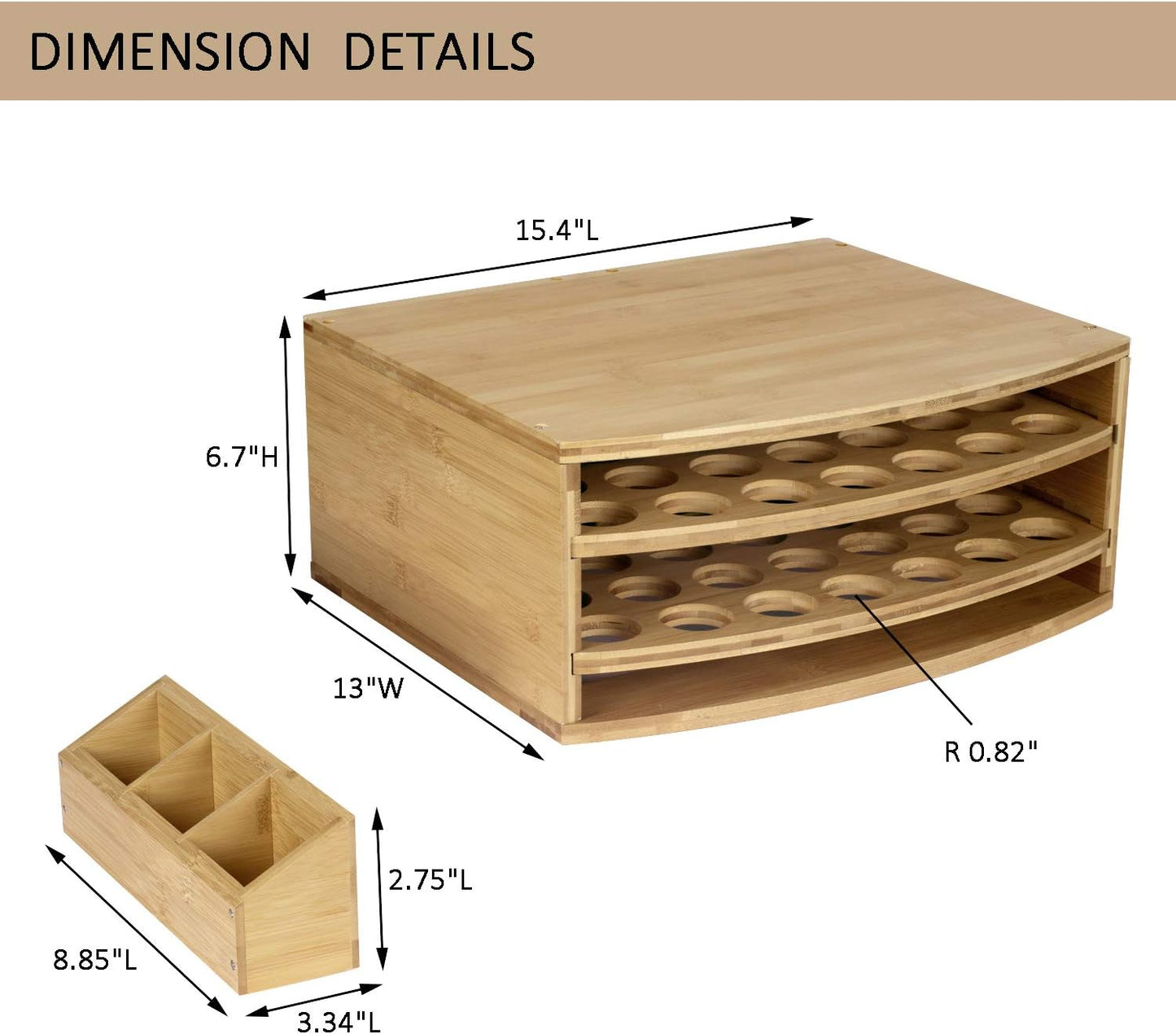 70 Capacity 2-Tier Bamboo Coffee Pod Holder Storage Organizer with Drawer for K-Cups Pods,Coffee K-Cups Pods Organizer for Coffee Station