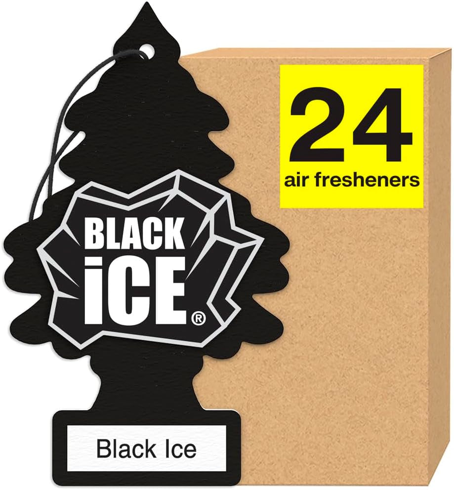 Air Fresheners Car Air Freshener. Hanging Tree Provides Long Lasting Scent for Auto or Home. Black Ice, 24 Air Fresheners